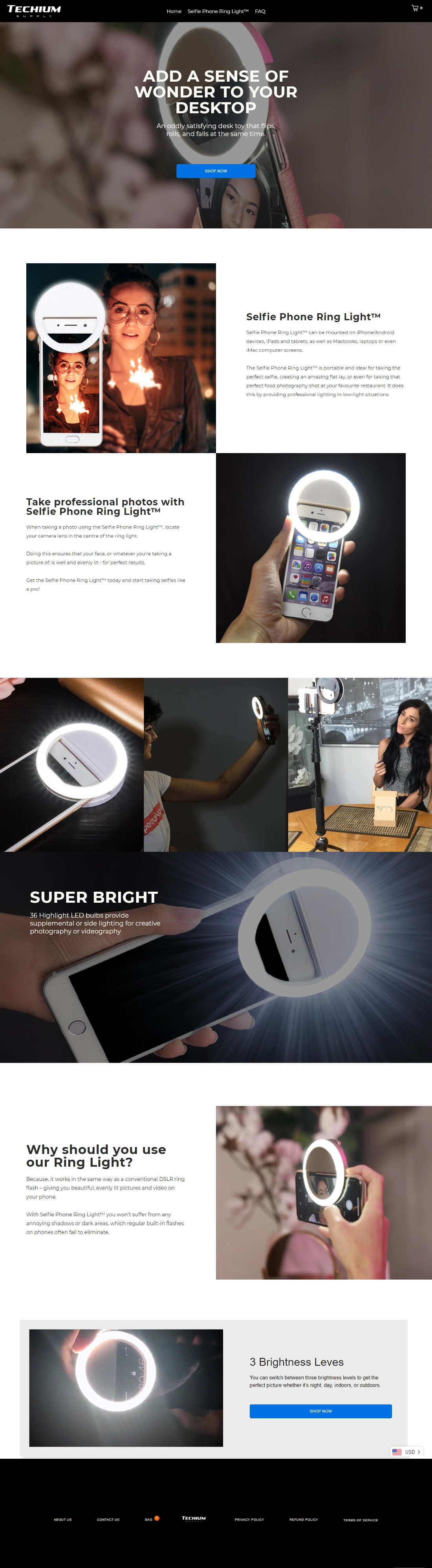 techium supply-phone ringlight-entirepage-portfolio